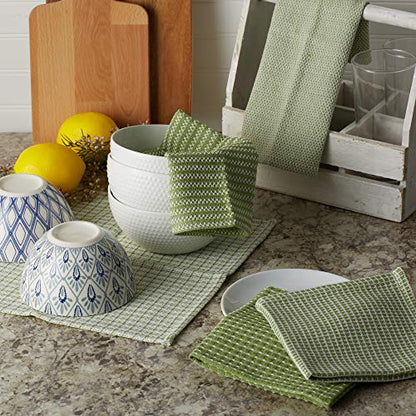 DII Everyday Kitchen Assorted Dishcloth Set of 5, 12x12, Antique Green - color: Antique Green