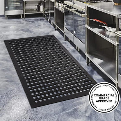 A1 Home Collections Anti Fatigue Mat, 0.6" Thick Heavy Duty Rubber Floor Mat with Drainage Holes - Non-Slip Kitchen, Bar & Restaurant Mat, 36x60 in (3 Pack) - size: 3 Pack - 60"L x 36"W x 0.6"Th