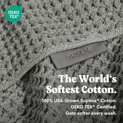 ONSEN Supima® Waffle Bath Sheet, Large, Quick Dry Lint Free 100% USA Cotton, Oversize Lightweight Absorbent Bath Sheet, 38x67 in (Cinder Grey, 1x Bath Sheet) - color: Cinder Grey, size: Bath Sheet