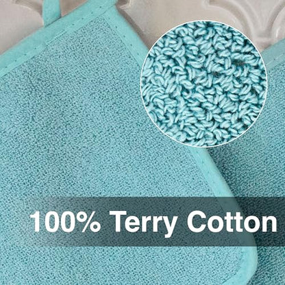 RITZ Terry Potholder & Hot Pad: Unparalleled Heat Resistant, Durable 100% Cotton – Ergonomically Designed for Optimal Grip – Easy-Care Machine Washable – 2-Pack, Dew - color: Dew, size: 2-Pack