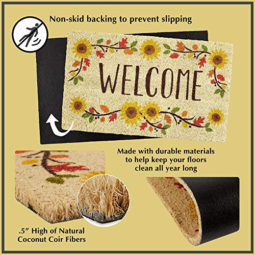 DII Natural Coir Doormat Outdoor Welcome Mat, 17x29, Damask - color: Damask