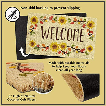 DII Natural Coir Doormat Outdoor Welcome Mat, 17x29, Damask - color: Damask