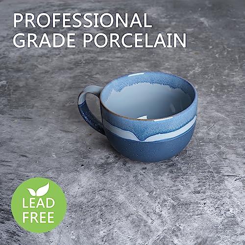 Bosmarlin Extra Large Ceramic Coffee Mug, 23 Oz, Microwave and Dishwasher Safe, Big Oversized Tea Cup for Office and Home, Reactive Glaze (Blue) - color: Blue