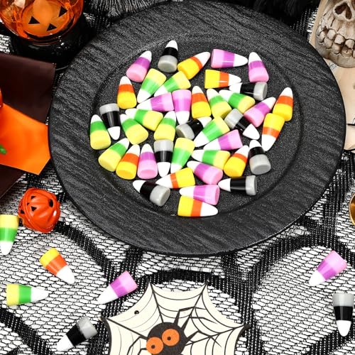 JUNEBRUSHS 50 Pcs Halloween Resin Candy Corn Charms Artificial Candy Corn Vase Filler Ornaments For Halloween Party Crafts Decorations - style: Corn Style