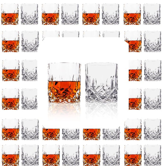 LEMONSODA Crystal Cut Old Fashioned Glass Sets - 10oz/12oz Ultra-Clear Premium Lead-Free Rocks Glass Tumbler For Drinking Bourbon, Scotch, Cognac, Cocktails (10oz, Set of 48) - color: 10oz, size: Set of 48