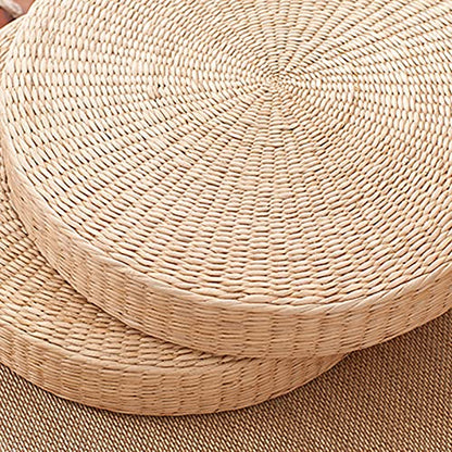Braided Tatami Floor Cushion - 15.35"/17.3" Round Thickened Pillow for Adults, Natural Straw Meditation & Yoga Seat, Indoor/Outdoor Use (45cm/17.3") - size: 45cm/17.3"
