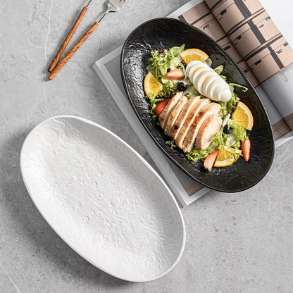 Serving Platter 12 Inches, Ceramic Oval Dinner Plate Set of 2, Serving Dishes for Entertaining, Dishwasher & Oven Safe Kitchen Dinnerware for Salad, Chicken, Pasta, Fish, Beef, White - color: White