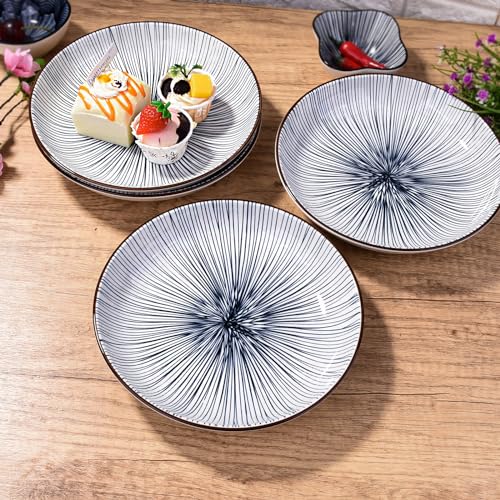 8" Ceramic Dinner Plate - Porcelain Dinnerware - Kitchen & Dining Tableware - Set of 4 (XT) - color: XT