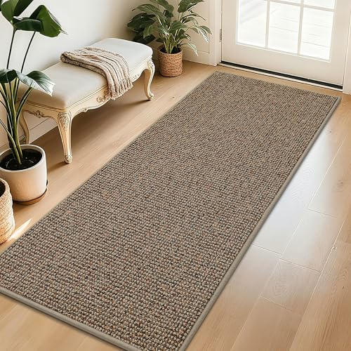 BEQHAUSE Dirt Trapper Door Mat 32" x 72", Non-Slip Washable Doormats, Beige | Entrance Mat Dirt Resistant and Absorbent Welcome Mat, Low Profile Floor Mats for Front Back Door and Entryway - color: Beige, size: 32" X 72" (Rectangular)
