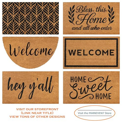 Door Mat Modern Outdoor 30x17 Inch, Geometric Pattern Welcome Mat Coir | Natural Coco Fibers, Dirt Scraper, Pvc Backing, Covered Porch Farmhouse Decor, Warm Welcome Everyday Use, Housewarming Gift