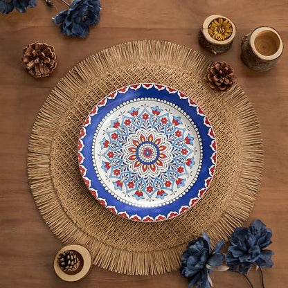 Bico Boho Totem Salad Plates Set of 4, 8.75 Inch Ceramic Dessert Plates for Salad, Appetizer, Side Dishes, Microwave and Dishwasher Safe, Gift for Housewarming and Thanksgiving - color: Boho Totem
