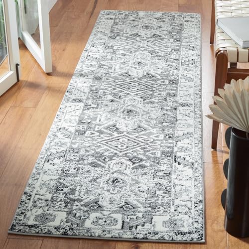 SAFAVIEH Vintage Hamadan Collection Runner Rug - 2'3" x 8', Grey & Ivory, Traditional Persian Design, Non-Shedding & Easy to Clean, Ideal for Hallway, Foyer, Entryway, Bedroom (VTH211G) - color: Grey/Ivory, size: 2'3" x 8' (Runner)