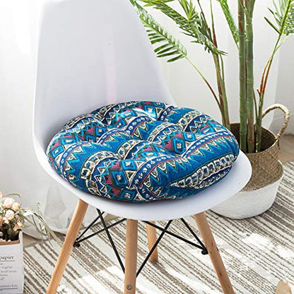 vctops Bohemian Soft Round Chair Pad Garden Patio Home Kitchen Office Seat Cushion Blue Diameter 16" - color: Blue, style: Diameter 16 Inch