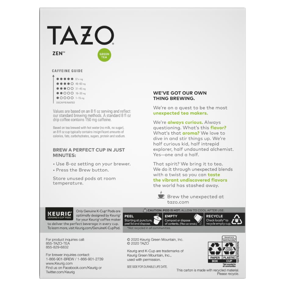 TAZO Tea Bag KCUP Zen, 22 CT (Pack of 4) - size: 22 Count (Pack of 4) Zen