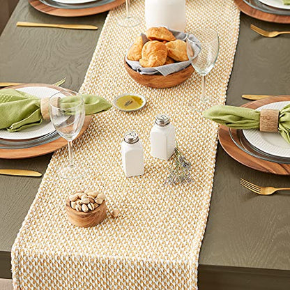 DII Woven Basics Collection 100% Cotton Knit Table Runner, 15x72, Honey Gold - color: Honey Gold, size: 15x72"