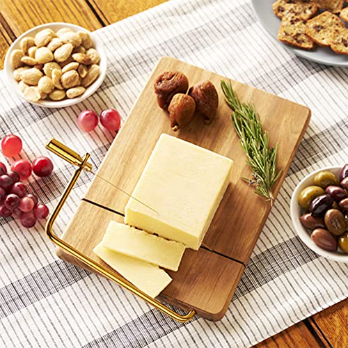 Twine Acacia Cheese Board with Slicer, Cutting cheese Board with Wire Slicer, Wood Cheese Cutting Board, Measures 10" x 7.5" - style: Cheese Board With Slicer