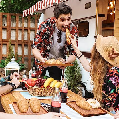 Roshtia 12 Pcs Acacia Wood Serving Tray Dinner Plates,8'' X 12'' X 0.6'' | Rectangular Wooden Platter Food Tray Cheese Charcuterie Board Bulk for Fruit Vegetable Appetizer Christmas Party Supplies - size: 8'' X 12'' X 0.6''