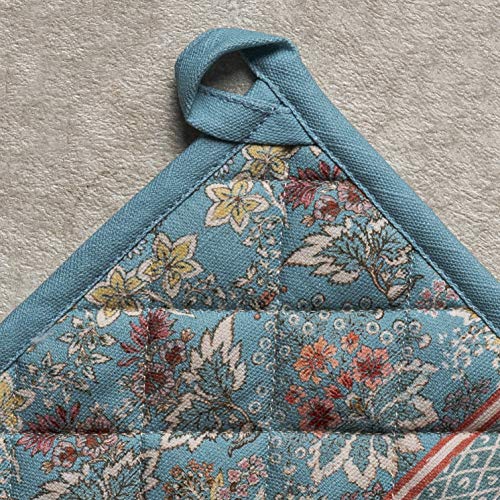 Maison d' Hermine Pot Holders 100% Cotton Potholders (8" x 8", Pack of 2) | Heat Resistant Hot Pads with Loop BBQ Cooking Baking Farmhouse Kitchen Handling Hot Pans Spring Summer - Marquise - color: 001 - Marquise, size: 8" x 8" (Pot Holder Pack of 2)