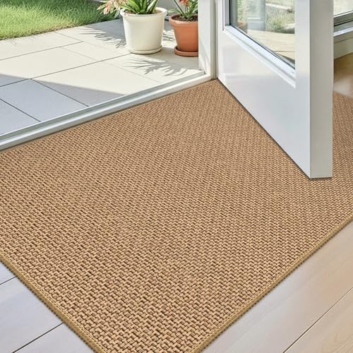 Ultra Thin Indoor Door Mat 32"x48", Non-Slip Entryway Mat, Beige | Low Profile Fits Under Doors,Dirt Trapping Surface,Non-Slip Rubber Backing,Quick Drying,Indoor Entryway,Front Door - color: Beige, size: 32"x48"