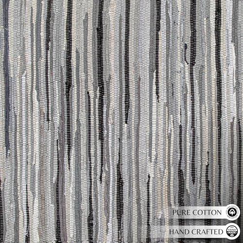 Ramanta Home Hand Woven Cotton Chindi Rag Rug 3'x5' - Charcoal | Recycled Rugs, Boho Farmhouse Rugs for Living Room, Dinning Room, Kitchen, Entryway, Bedroom Rug - 36"x60" - color: Charcoal, size: 3 x 5 feet