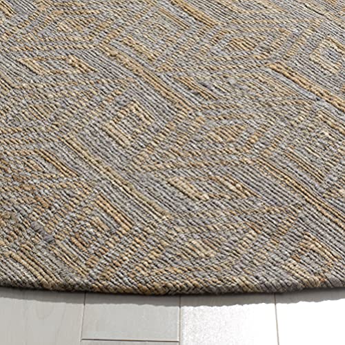 SAFAVIEH Cape Cod Collection Area Rug - 6' Round, Grey & Sand, Handmade Flat Weave Jute, Ideal for High Traffic Areas in Living Room, Bedroom (CAP412A) - size: 6' (Round)