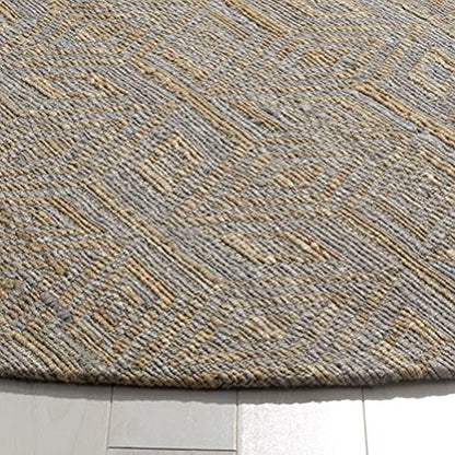 SAFAVIEH Cape Cod Collection Area Rug - 6' Round, Grey & Sand, Handmade Flat Weave Jute, Ideal for High Traffic Areas in Living Room, Bedroom (CAP412A) - size: 6' (Round)