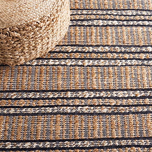 SAFAVIEH Natural Fiber Collection Area Rug - 5' x 8', Navy & Natural, Handmade Flat Weave Stripe Jute & Cotton Jute, Ideal for High Traffic Areas in Living Room, Bedroom (NFB651N) - color: Navy/Natural, size: 5' x 8' (Rectangular)