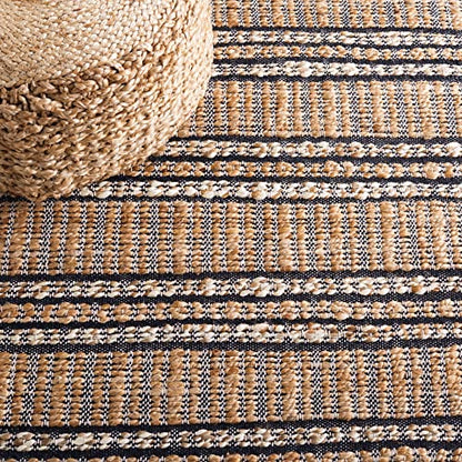 SAFAVIEH Natural Fiber Collection Area Rug - 5' x 8', Navy & Natural, Handmade Flat Weave Stripe Jute & Cotton Jute, Ideal for High Traffic Areas in Living Room, Bedroom (NFB651N) - color: Navy/Natural, size: 5' x 8' (Rectangular)