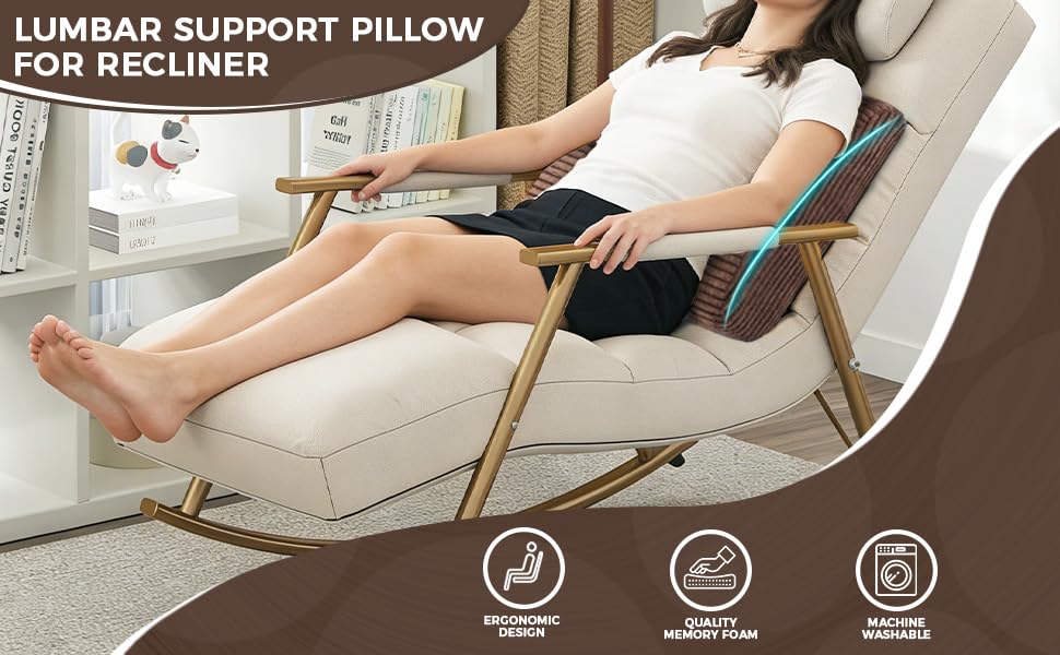 Large Lumbar Cushion Lumbar Support Pillow, Ergonomic Lumbar Pillow with Machine Washable, Help Relieve Pain of Back, Lumbar, Tailbone and Sciatic Nerve Support. (Brown) - color: Brown