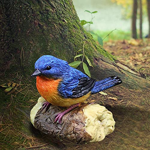 Bird Statue Resin Bird Figurines Animal Ornament for Home Office Wedding Party Table Decoration - Blue