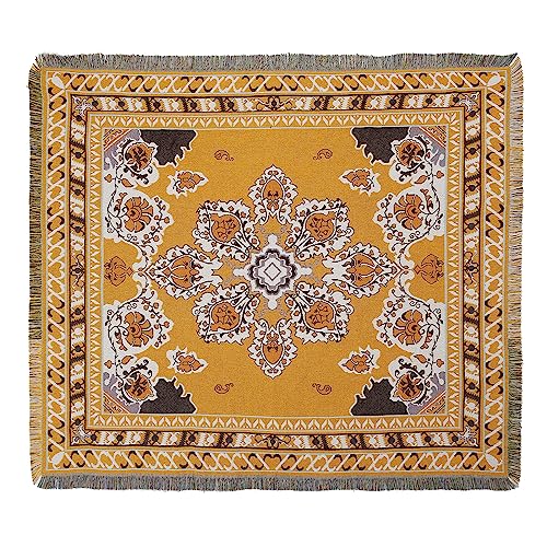 LumiSyne Cotton Woven Throw Blanket With Tassel Bohemian Tribal Ethnic Style Geometric Pattern Aztec Navajo Blanket Decorative Throw For Sofa Bed Armchair Camping Tapestry Tablecloths Carpet 160x130cm - color: Baroque