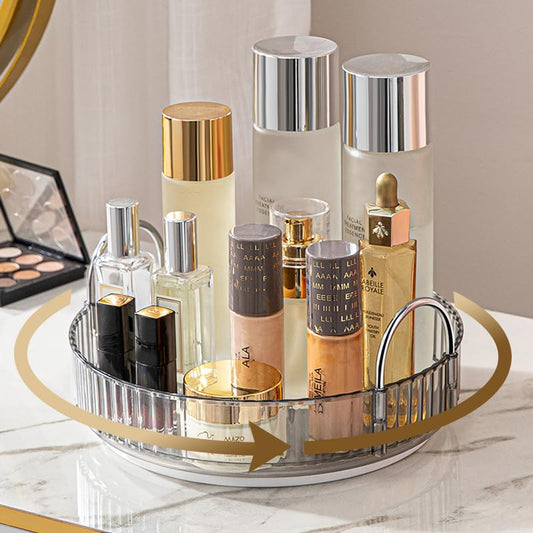 Aveniee Rotating Makeup Organizer for Vanity, Skincare Perfume Organizers for Bathroom Countertop, Clear Cosmetic Make Up Storage for Dresser, Lipstick Product Spinning Holder,1 Tier, Grey - color: Suya Grey, size: Standard-1 Tier