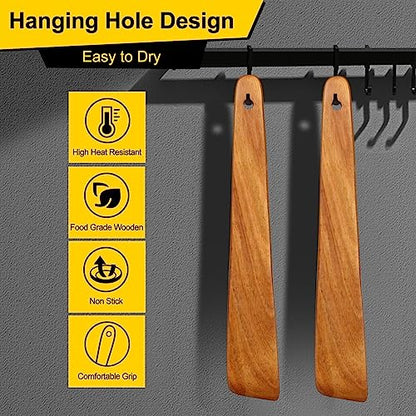 Teak Wooden Spatula for Cooking Spoon Non Toxic Kitchen Utensil Spurtle | Food Dough Scraper Non Stick Bamboo Cooking Utensils Flat Camping Wood Egg Spatulas Turner Cast Iron Sourdough Stirrer Spoon - size: 1 Piece 12 Inches