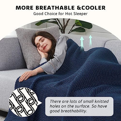 L'AGRATY Knitted Weighted Blanket - 60"x80" 20lbs Cooling Chunky Knit Heavy Blanket for Adults Braided Crochet Throw Thick Cable Yarn Knit Decorative No Beads Evenly Weighted Machine Washable | No Beads Evenly Weighted Machine Washable Chunky Braided Croc
