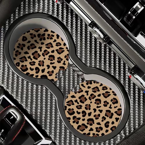 WOCOCN Cute Cup Holder Coasters for Your Car with Fingertip Grip | Auto Accessories for Women & Men,Pack of 2, Dark Brown - color: Dark Brown