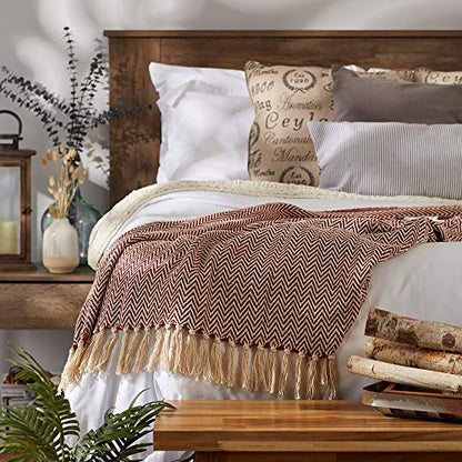 DII Chevron Throw Collection Handloomed Cotton, 50x60, Barn Red - color: Barn Red, size: 50x60"