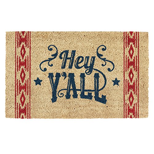DII Natural Coir Doormat, Decorative Hello Mat, 18x30, Hey Y'all - color: Hey Y'all