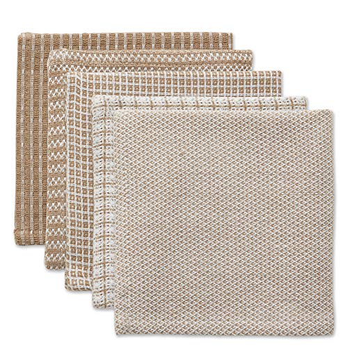 DII Everyday Kitchen Assorted Dishcloth Set of 5, 12x12, Stone - color: Stone