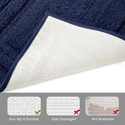HOMEIDEAS Bathroom Rugs Sets 2 Piece, Super Soft and Absorbent Non Slip Microfiber Machine Washable Bath Mat Set (20" x 32" + 16" x 24", Navy Blue) - color: Loop- Navy Blue, size: 1'4" x 2'8" (16"x24"+20"x32")