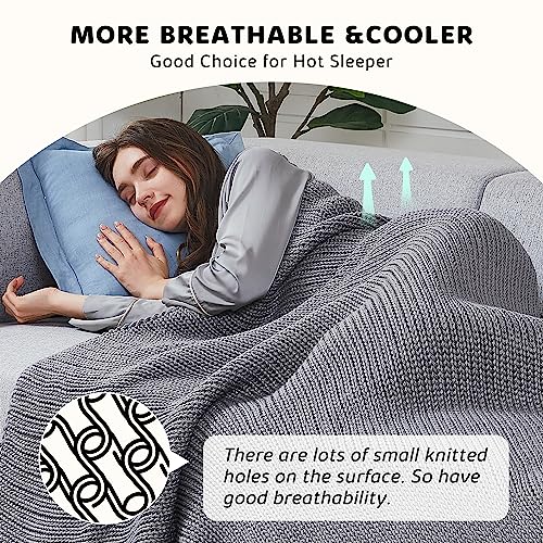 L'AGRATY Knitted Weighted Blanket - 48"x72" 12lbs Cooling Chunky Knit Heavy Blanket for Adults Braided Crochet Throw Thick Cable Yarn Knit Decorative No Beads Evenly Weighted Machine Washable | No Beads Evenly Weighted Machine Washable Chunky Braided Croc