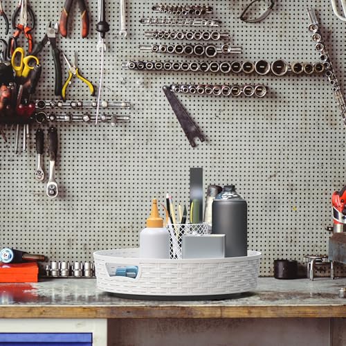 Simple Houseware 12-Inch Multifunctional Non-Skid Storage Lazy Susan, White