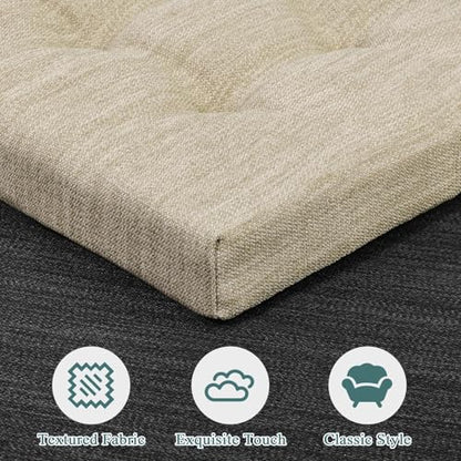 baibu 14 Inch Memory Foam Square Seat Cushion Set of 2, Dual-Layer Design Bar Stool Square Seat Cushion with Ties- 2 Pads Only, Beige (14" (35CM)) - color: Beige, size: 14x14x1.5 Inch (Pack of 2)