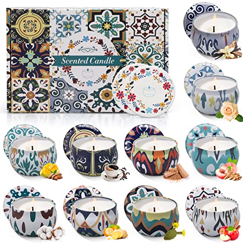 Scented Candles Gift Set, 10 Pack Soy Wax Aromatherapy Candles | 250-Hour Total Burn, Two Coasters Included, Home Fragrance, Relaxation & Self Care, Bath Yoga Use, Gift Set for Women - color: Scented Candles-10 Pack