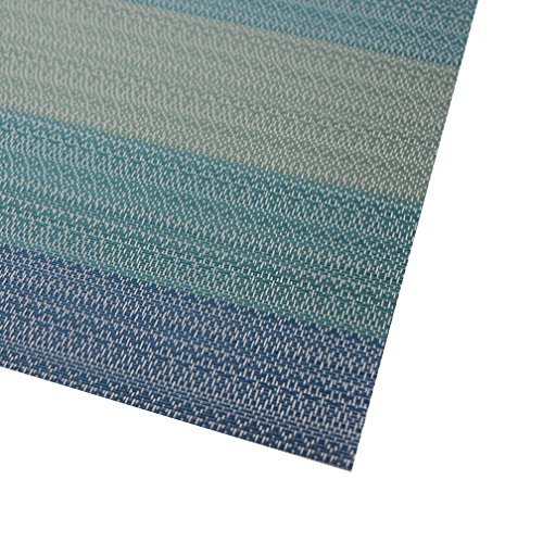 Placemats Washable Easy to Clean PVC Placemat for Kitchen Table Heat-resistand Woven Vinyl Hard Table Mats 12x18 inches Set of 6 （Blue） - color: Blue, size: placemats set of 6