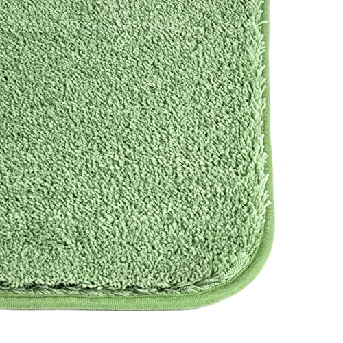 Walensee Shaggy 2 Piece Bath Rug Set (Sage Green) - 20 x 24 U Shape Contour Rug & 20 x 32 Bath Mat - Machine Wash/Dry - Plush Absorbent Non Slip - color: Sage Green