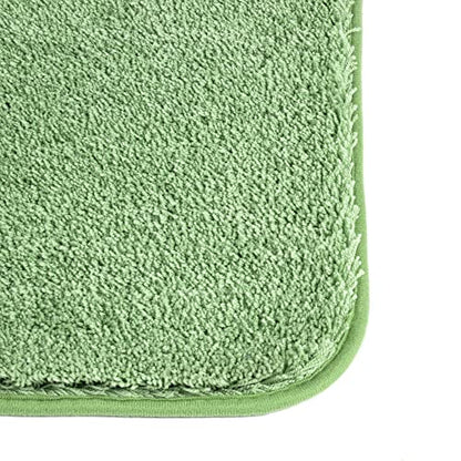 Walensee Shaggy 2 Piece Bath Rug Set (Sage Green) - 20 x 24 U Shape Contour Rug & 20 x 32 Bath Mat - Machine Wash/Dry - Plush Absorbent Non Slip - color: Sage Green