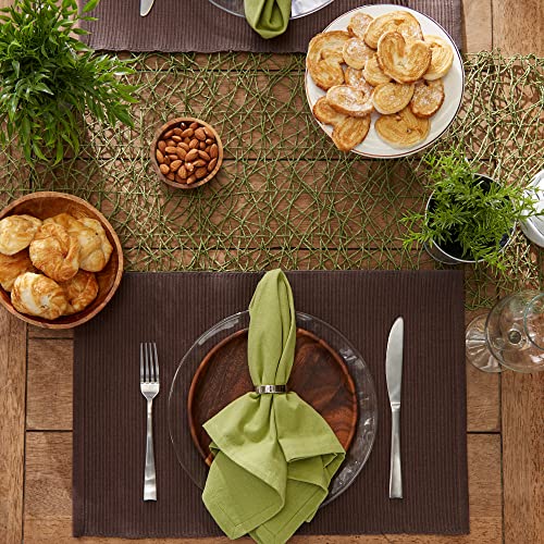 DII Basic Everyday Ribbed Tabletop 100% Cotton, Placemat Set, 13x19, Dark Brown, 6 Piece - color: Dark Brown, size: 13x19"