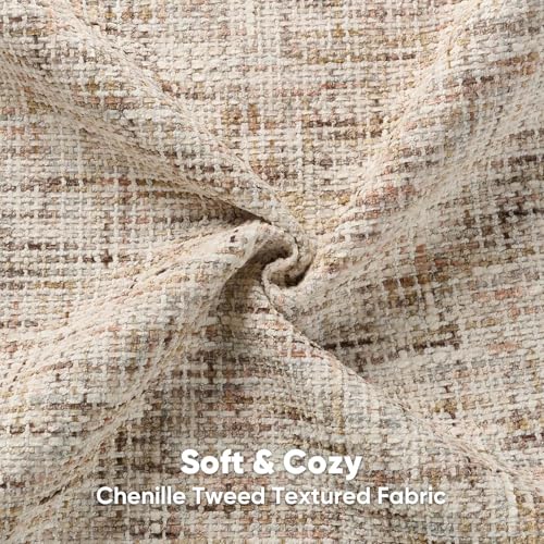 FUTEI Pack of 2 Tweed Chenille Throw Pillow Covers 20x20 Inch, Beige Brown | Premium Chenille Front/ Smooth Velvet Back,Hidden Zipper,Machine Washable,Pilling-Resistant,Colorfast, Insert Not Included. - color: Beige Brown, size: 20" x 20" (Pack of 2)