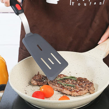 Hotec Silicone Spatula Turner and Stainless Steel Tongs for Cooking