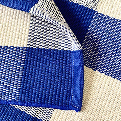 LEVINIS Cotton Farmhouse Blue Buffalo Plaid Rugs- Washable Buffalo Check Area Rugs for Kitchen/Bathroom/Laundry Room/Entry Way, 23.6'' x 51.2'' - color: Blue and White Plaid, size: 1'11" x 4'3" (Rectangular)
